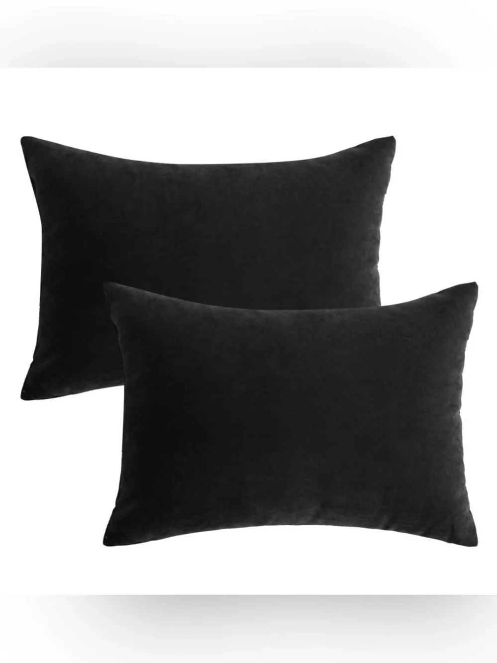 Memory Foam Lumbar Pillows with Pillowcases 11x7” BLACK (2-Pack)